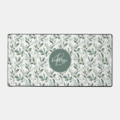Salie Groene Monogram Rustieke Olijf Patroon Bureaumat (Voorkant)