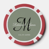 Salie Groene Monogram Script Naam Bruiloft  Poker Chips (Achterkant)