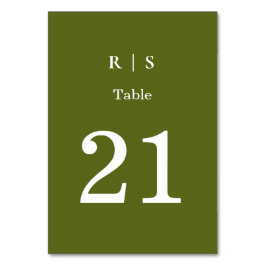 Salie Groene Monogram Trouwtafel Nummerkaart Kaart
