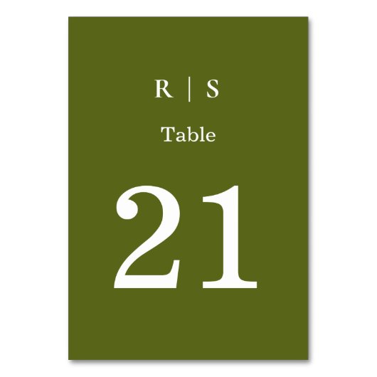 Salie Groene Monogram Trouwtafel Nummerkaart Kaart (Voorkant)