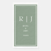 Salie Groene Monogrammen Eenvoudige Elegante Moder Servet (Voorkant)