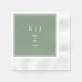 Salie Groene Monogrammen Elegante Trendy Moderne T Servet