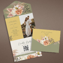 Salie Groene Mosterd Foto QR Trouwen All In One Uitnodiging