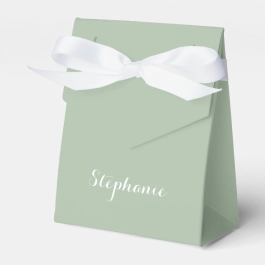 Salie Groene Naam Modern Elegante Monogram Boho Bedankdoosjes (Voorkant Zijde)