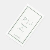 Salie Groene Naam Monogram Elegante Minimaal Huwel Servet (Hoek)