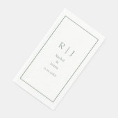 Salie Groene Naam Monogram Minimaal Elegante Trouw Servet (Hoek)