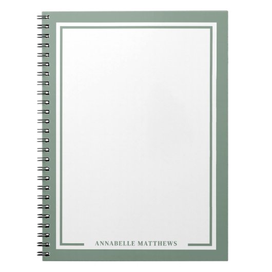 Salie Groene Naam Monogram Notitieboek (Voorkant)