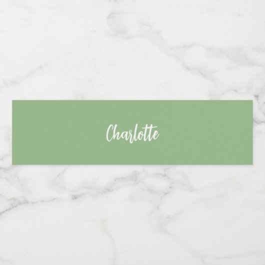 Salie groene naam script waterfles etiket (Enkel label)