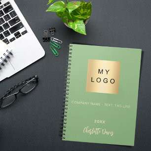 Salie groene naam script zakelijk logo notitieboek