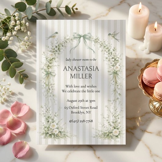 Salie Groene Nesting Party Baby Shower Kaart