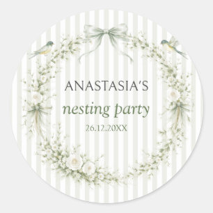 Salie Groene Nesting Party Baby Shower Ronde Sticker