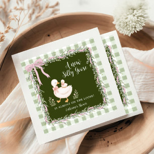 Salie Groene Nieuwe Domme Gans Gingham Baby Shower Servet