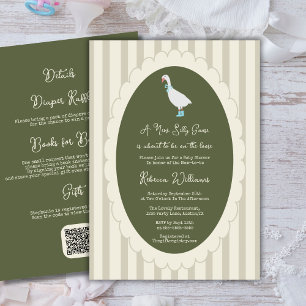 Salie Groene Nieuwe Dwaze Gans Baby Shower All in Kaart