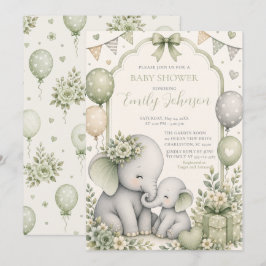 Salie Groene Olifant Baby Shower Kaart