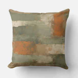 Salie Groene Olijf Oranje Beige Abstract Kussen
