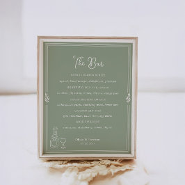 Salie Groene Olijf Oude Rijke Bruiloft Bar Menu Bo Poster