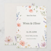 Salie Groene Olijf Save the Date (Voorkant / Achterkant)
