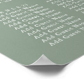 Salie Groene Olijfblad Bruiloft 30 Tafel Zitplaats Poster (Hoek)