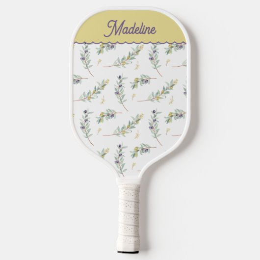 Salie Groene Olijftak Aangepaste Naam Pickleball Paddle (Achterkant)