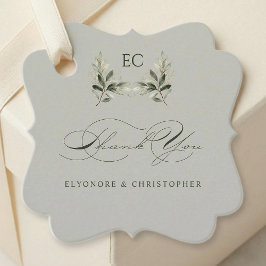 Salie Groene Olijftak Monogram Bedankkaart Bedankjes Labels