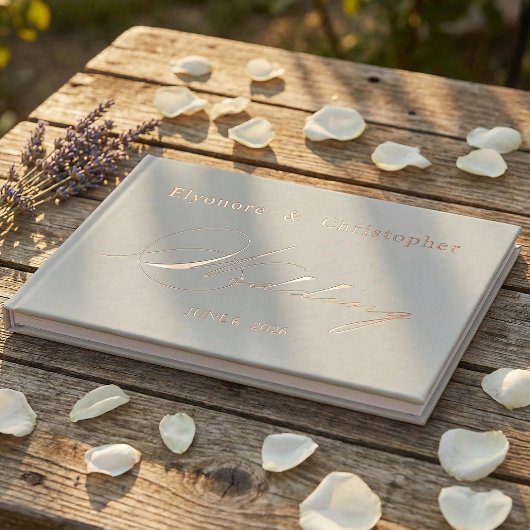 Salie Groene Olijftak Monogram Bruiloft Gastenboek