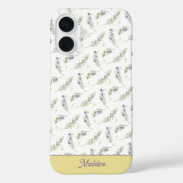 Salie Groene Olijftak Monogram Naam iPhone 16 Hoesje