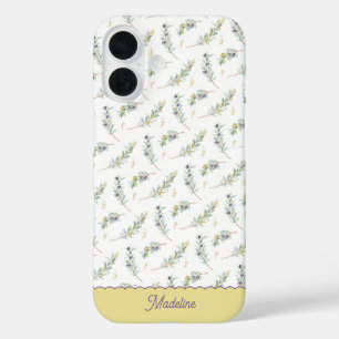 Salie Groene Olijftak Monogram Naam iPhone 16 Hoesje