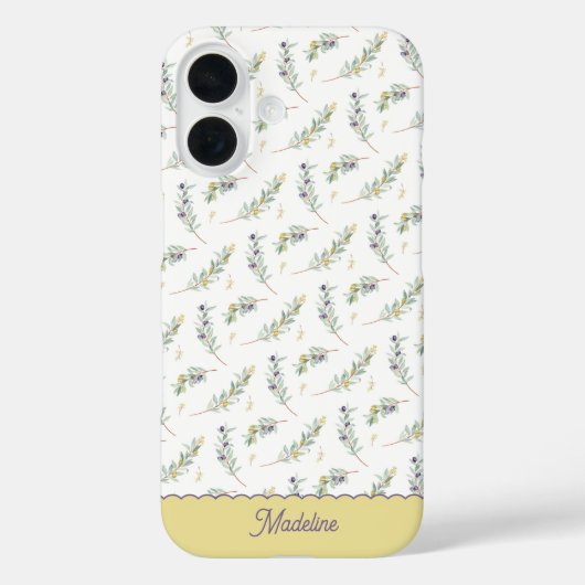 Salie Groene Olijftak Monogram Naam Case-Mate iPhone Case (Achterkant)
