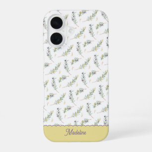 Salie Groene Olijftak Monogram Naam iPhone 16 Hoesje