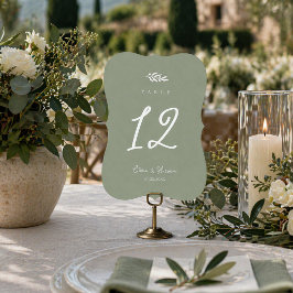 Salie Groene Olijftak Uitgestanste Tafel Nummer Kaart