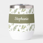 Salie Groene Olijven Waterverf Monogram Naam (Voorkant)