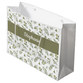 Salie Groene Olijven Waterverf Monogram Naam Groot Cadeauzakje