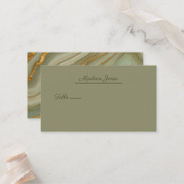 Salie Groene Onyx Steen met Gouden Aders Plaatskaartje