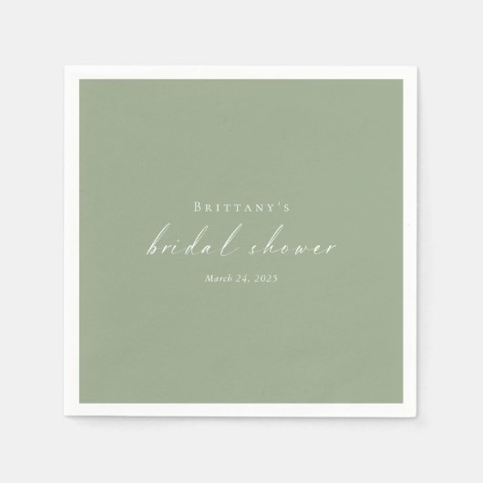 Salie Groene Op Maat Gemaakte Bruidsdouche Servett Servet (Voorkant)