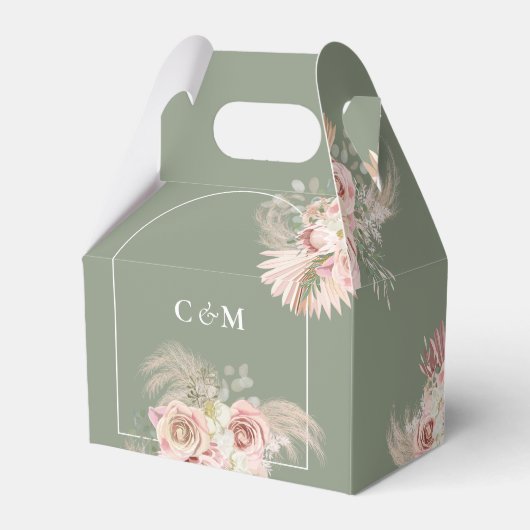 Salie Groene Pampas Gras Bloemboog Trouwen Bedankdoosjes (Achterkant)