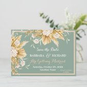 Salie Groene Pampas Gras Bloemen Bruiloft Datum Be Kaart (Staand voorkant)