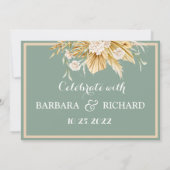 Salie Groene Pampas Gras Bloemen Bruiloft Datum Be Kaart (Achterkant)