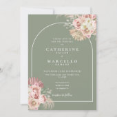 Salie Groene Pampas Gras Boho Boog Bloem Kaart (Voorkant)