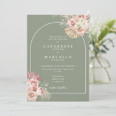 Salie Groene Pampas Gras Boho Boog Bloemstuk  Kaart (Staand voorkant)