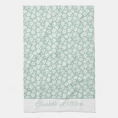 Salie Groene Pastel Licht Munt Witte Boho Bloemen Theedoek (Verticaal)