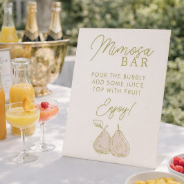 Salie Groene Perfecte Peer Bruidsdouche Mimosa Bar Reclamebord Met Voetstuk