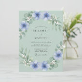 Salie Groene Periwinkle Bos Bruiloft Kaart (Staand voorkant)
