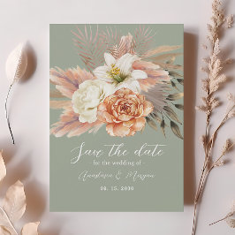 Salie Groene Perzik Bloemige Save the Date