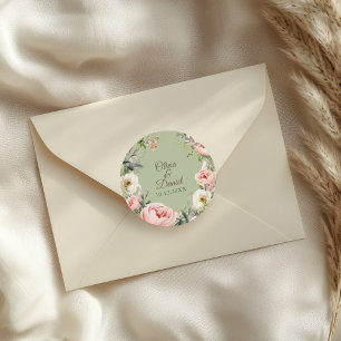 Salie Groene Pioen Bloem Ronde Sticker