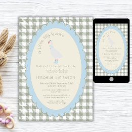 Salie Groene Preppy Dwaze Kleine Gans Babyfeestje Kaart