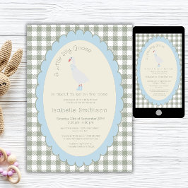 Salie Groene Preppy Dwaze Kleine Gans Babyfeestje Kaart