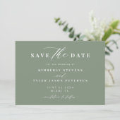 Salie groene QR-code eenvoudig elegante trouw Save The Date (Staand voorkant)