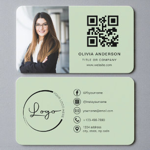 Salie groene QR-code fotokaart Visitekaartje