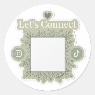 Salie Groene QR Code Laten we verbinden Kleine Zak Ronde Sticker