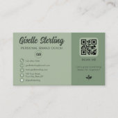Salie groene QR-code monogram sociaal media Visitekaartje (Voorkant)